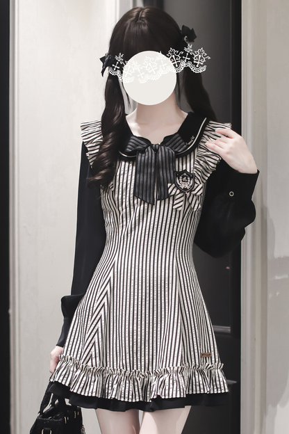 ストライプドールフレアドレス