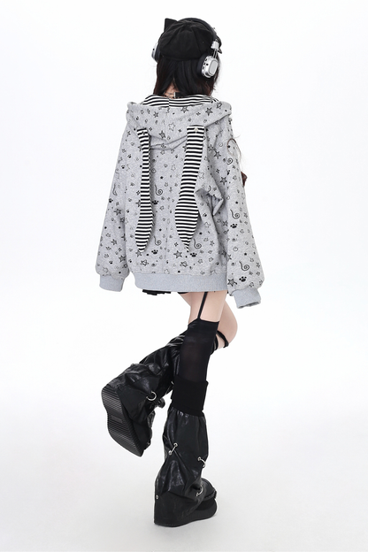 バニーフードルーズスタージップパーカー