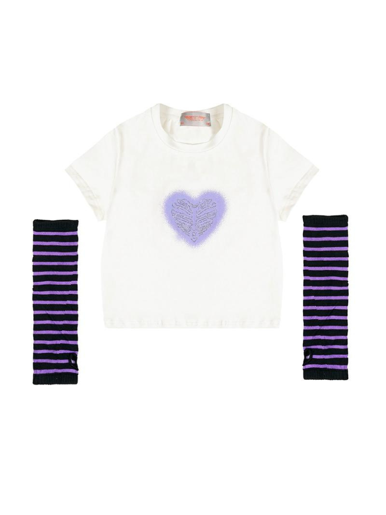 American Love Print Short T-Shirt + Sleeve