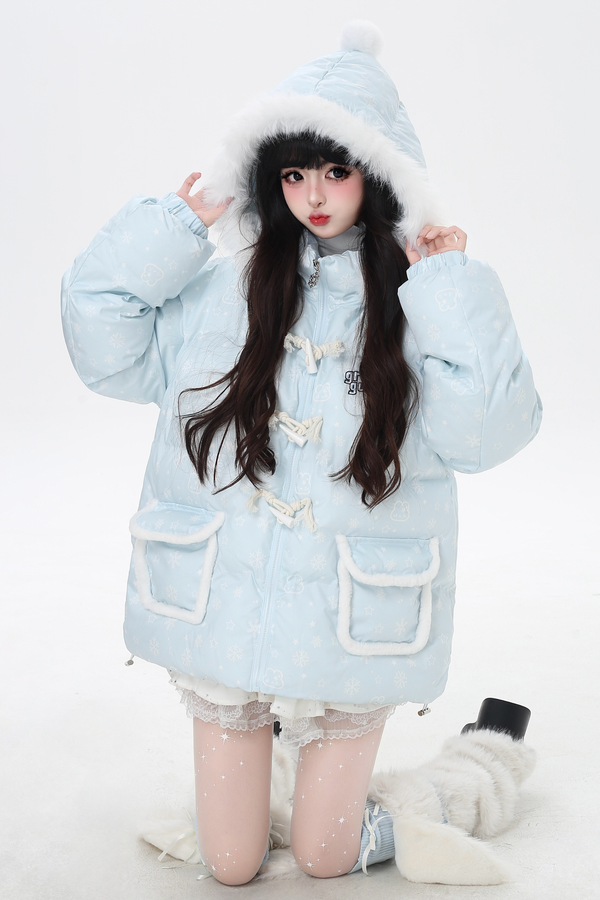 スノーフレークラビットフードジャケット