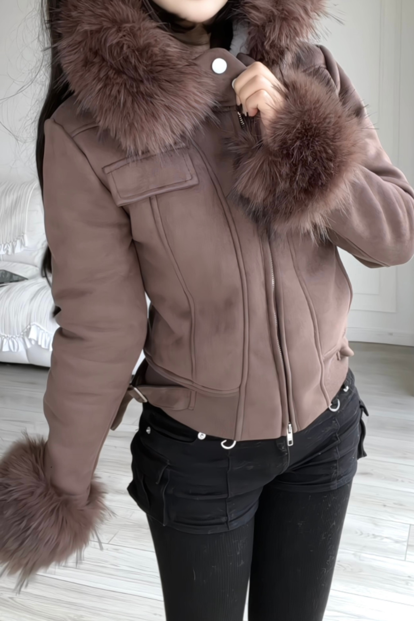 Y2K Fur Hooded Jacket