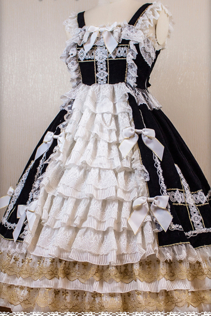 ゴシックドールレースジャンパースカート+ベイビーキャップ+ヘアバンド+ショール
