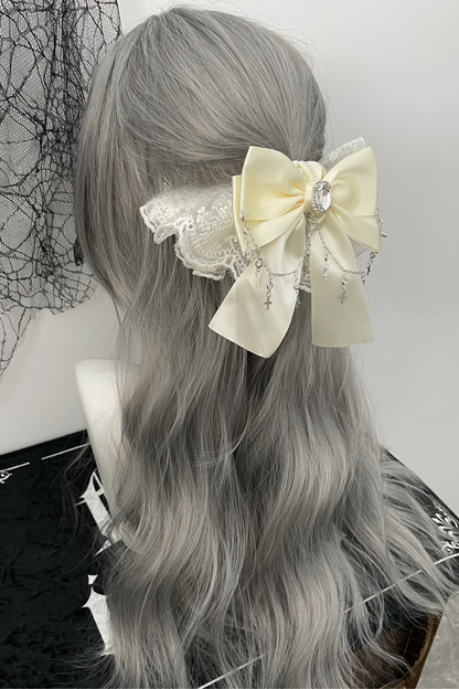 リボンレースラインストーンシュシュ