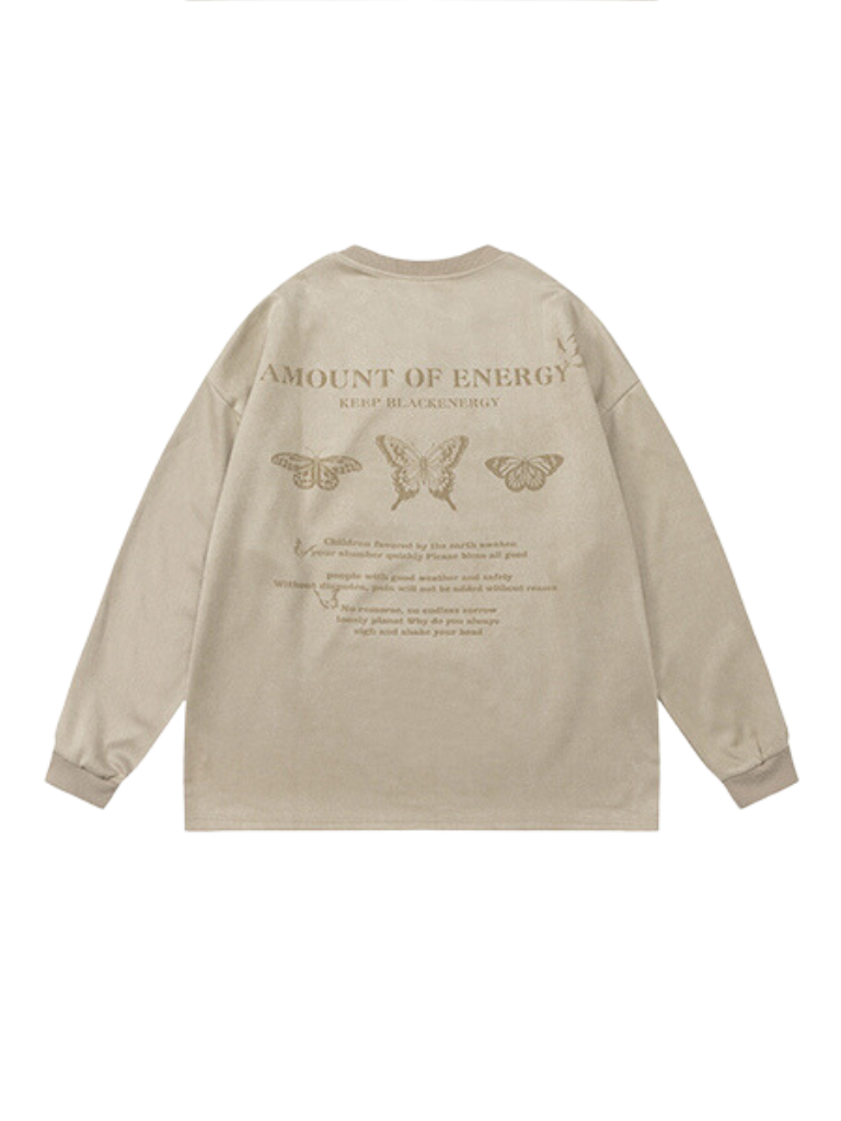 Butterfly Print Suede Long T