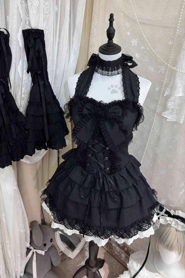 ダークレースリボンドレス+ジャケット