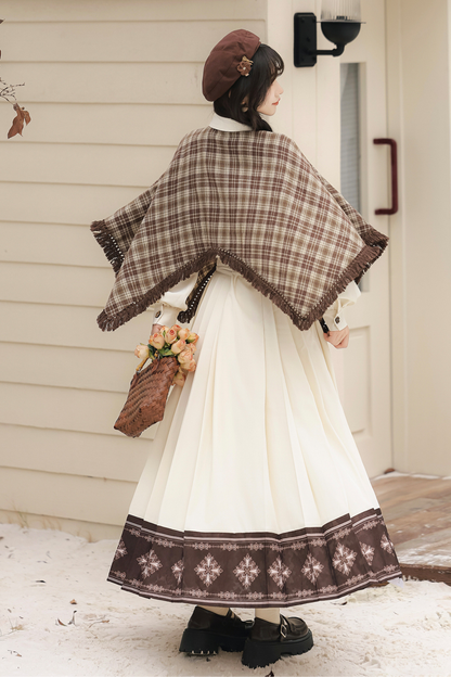 レトロチェックトップス＋スカート