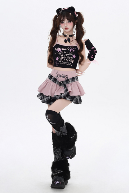 ゴシックアイコンサブカルチェックケーキスカート