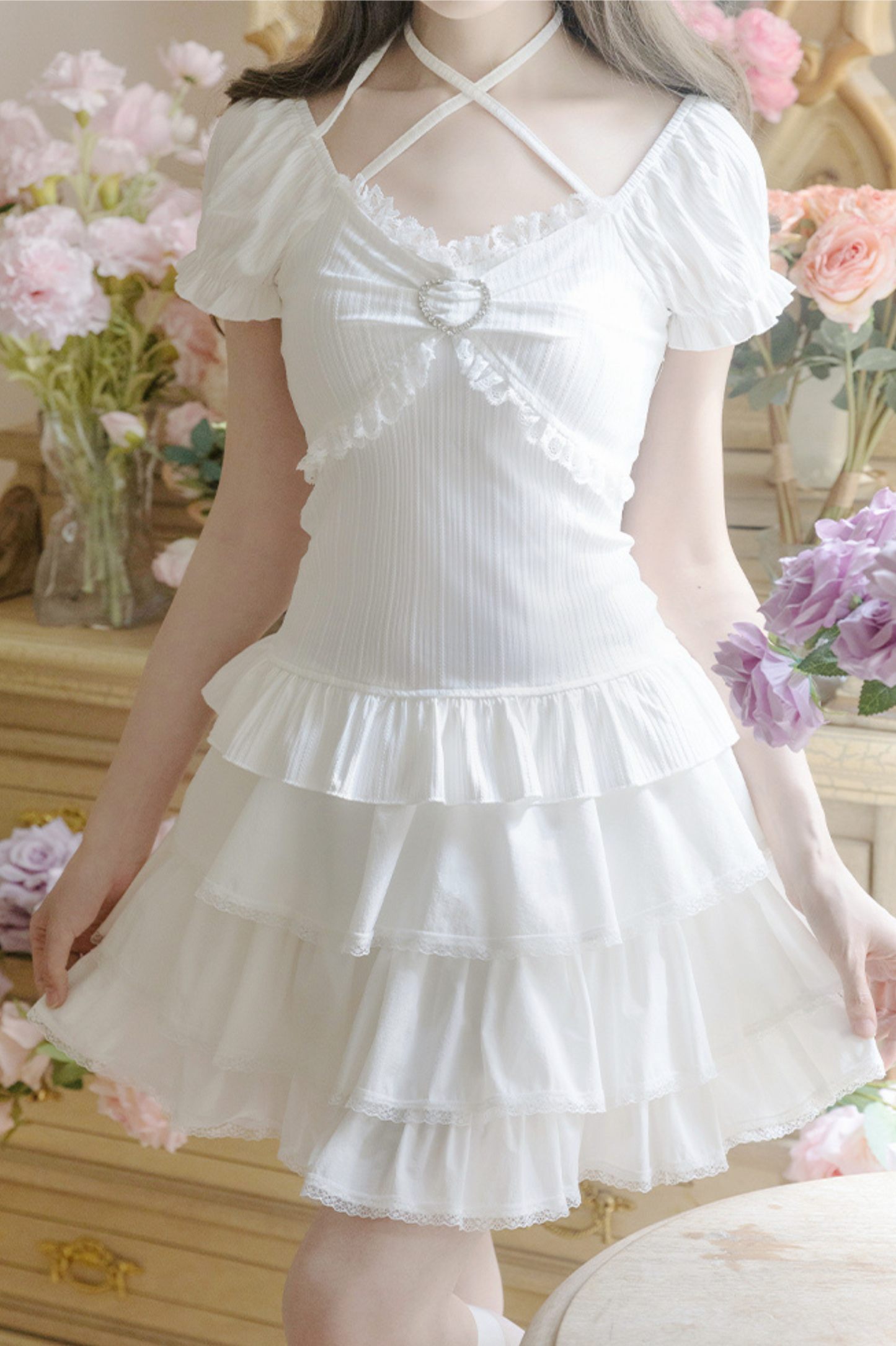 Stone Heart Cake Skirt Two Piece Set Up