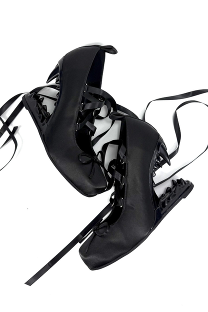 Dark Lace-Up Vampire Heels