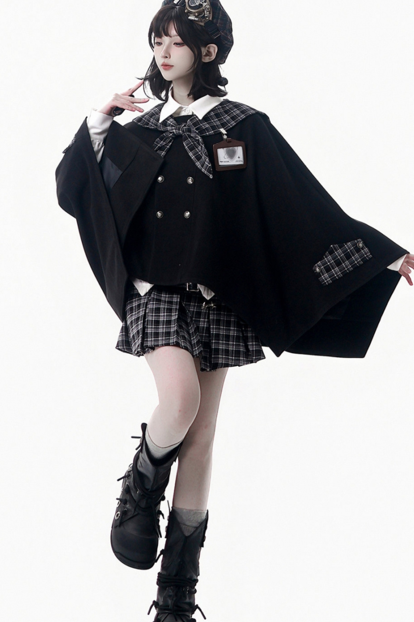 チェッカーアカデミーコート+シャツ+スカート