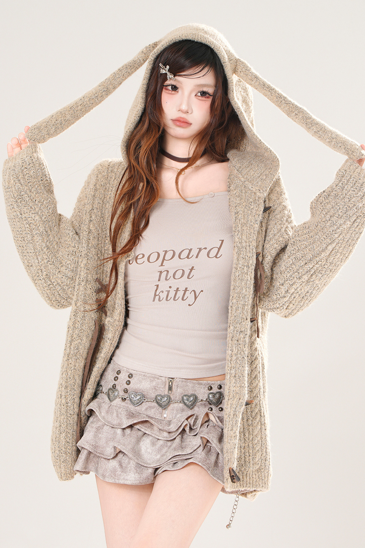 Y2Kバニーフーデッドセーター