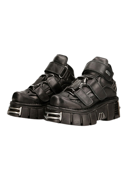 Punk Style Leather Metal Power Sole Sneaker Shoes