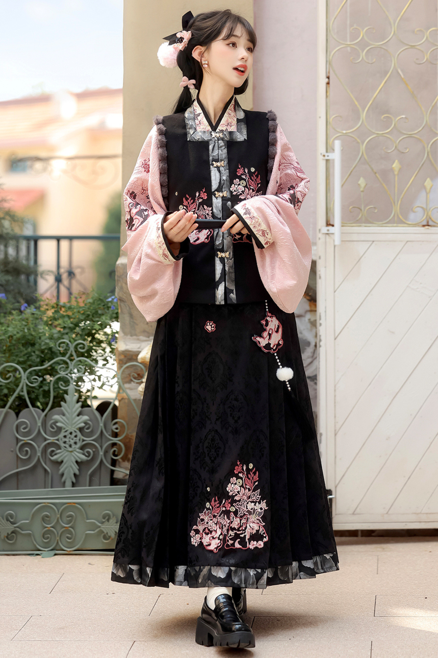 Dark Powder China Vest + Collar + Skirt