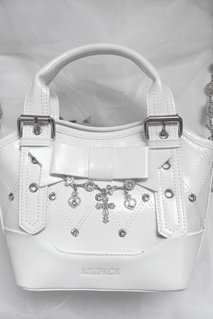 Diamond Patterned Bowknot Tote