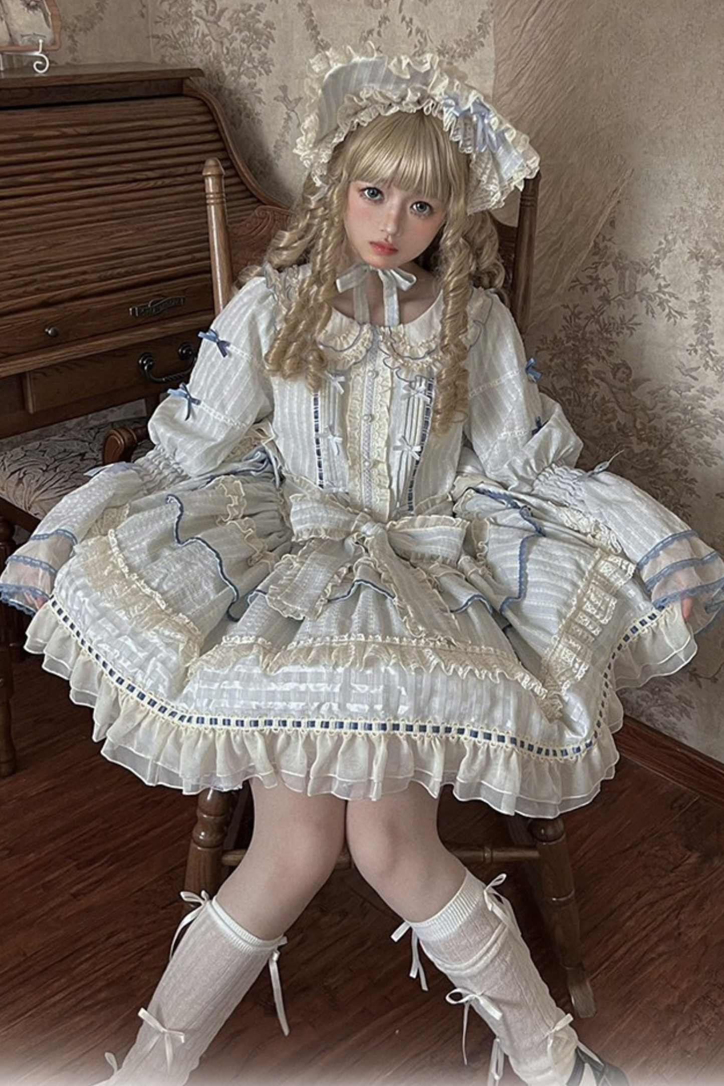 アクアドールロリータドレス+ヘアバンド+リボン