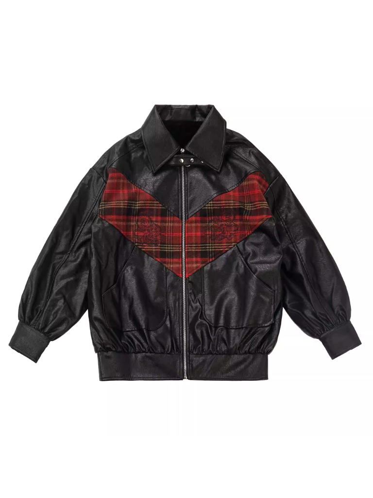 Dragon Check Plus Velvet Leather Jacket Suit