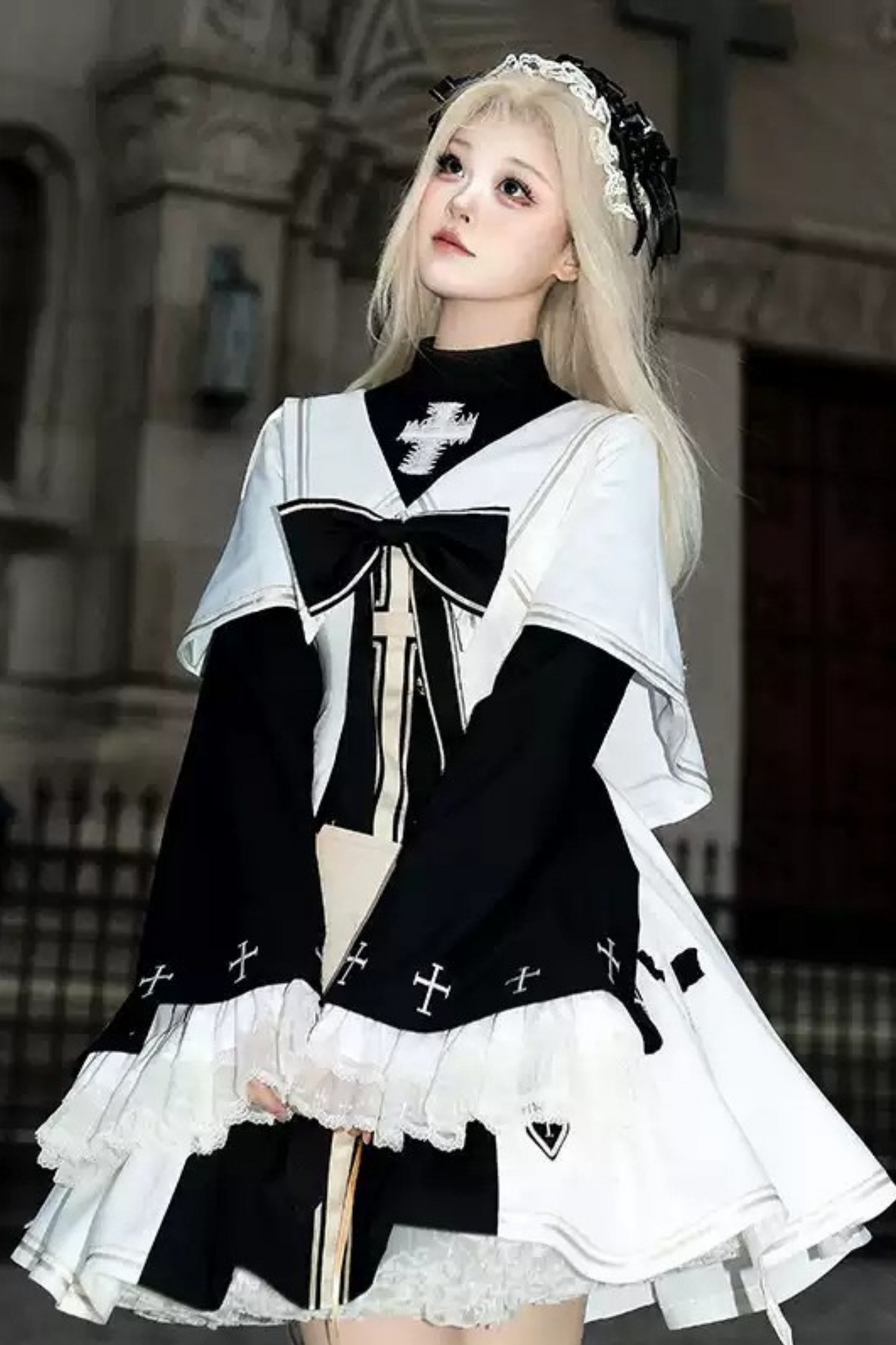 [Reservation Deadline: March 11] Nun Gothic Dark Cape Dress Full Set