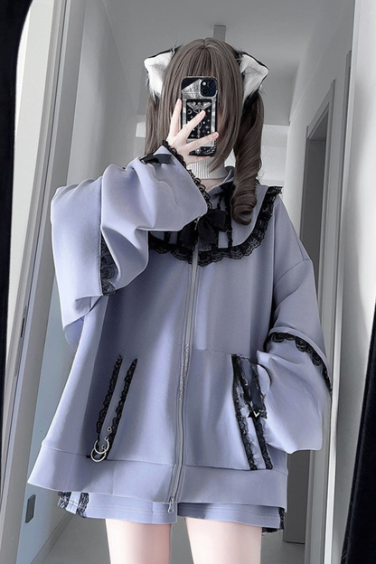 Subculture Lace Hooded Jacket + Shorts + Pants + Leg Warmers