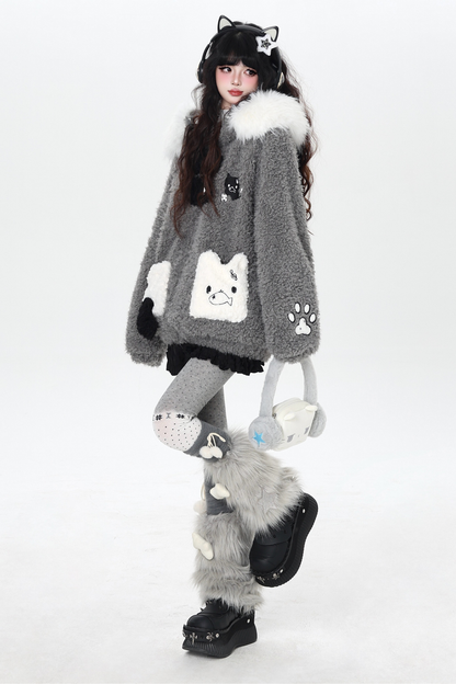 Cat Ear Fleece Hooded Outerwear