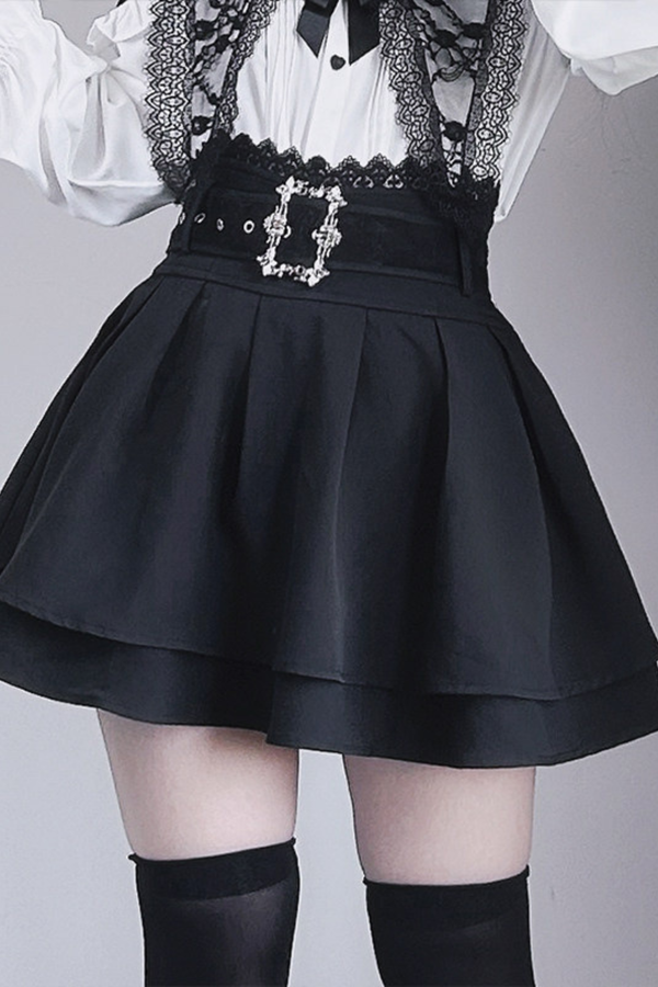 Jirai Cute Cardigan + Flare Skirt + Cross Skirt