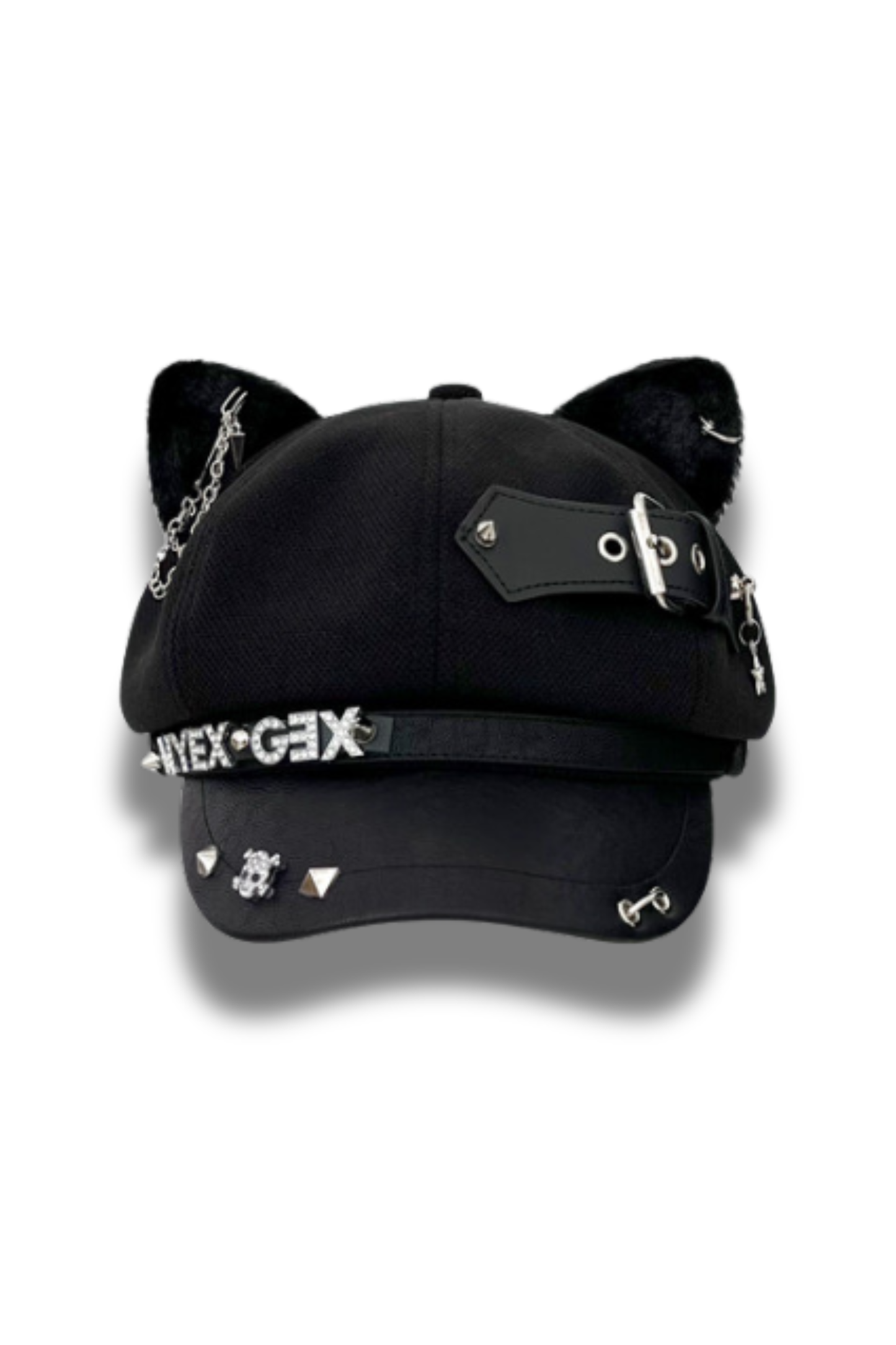 Studded Leather Cat Ear Beret