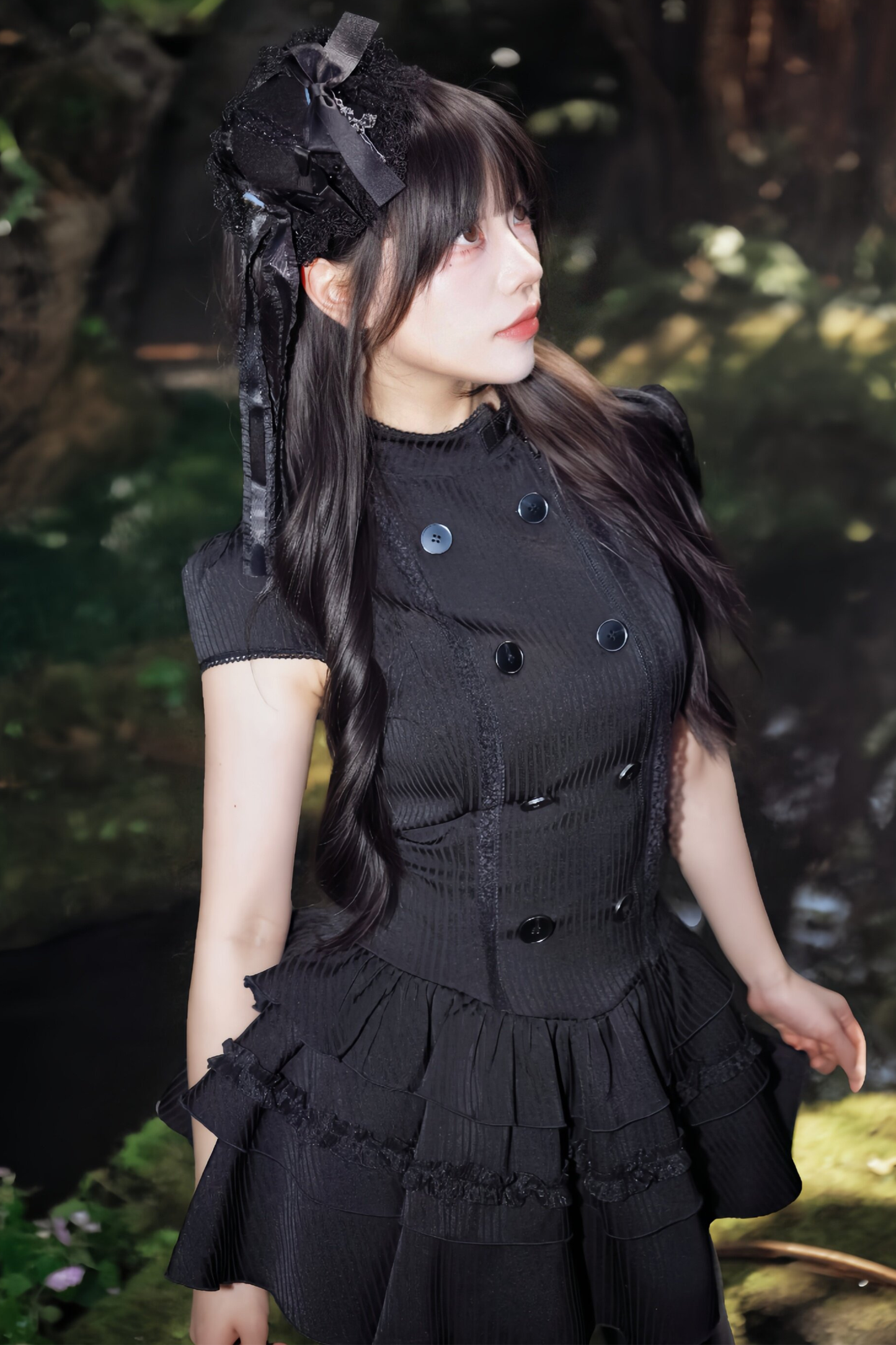 Gothic Lace Waist Cinched Dress