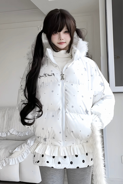 Y2K Fur Hooded Down Jacket