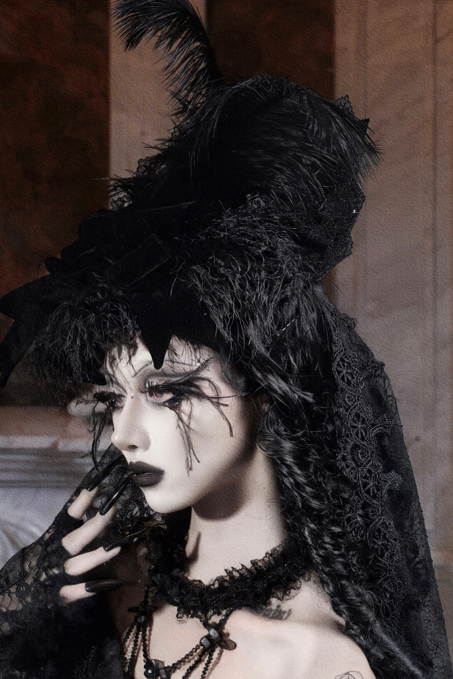 European Style Gothic Veil Silk Hat
