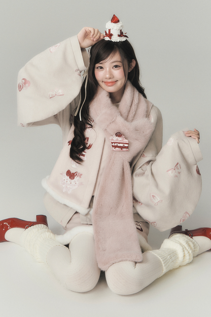 ストロベリーケーキプレッピースタイルベスト+トップス+スカート