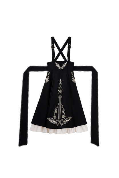 【予約商品】ゴシックダークサスペンダーロングドレス+シャツ+ジャケット