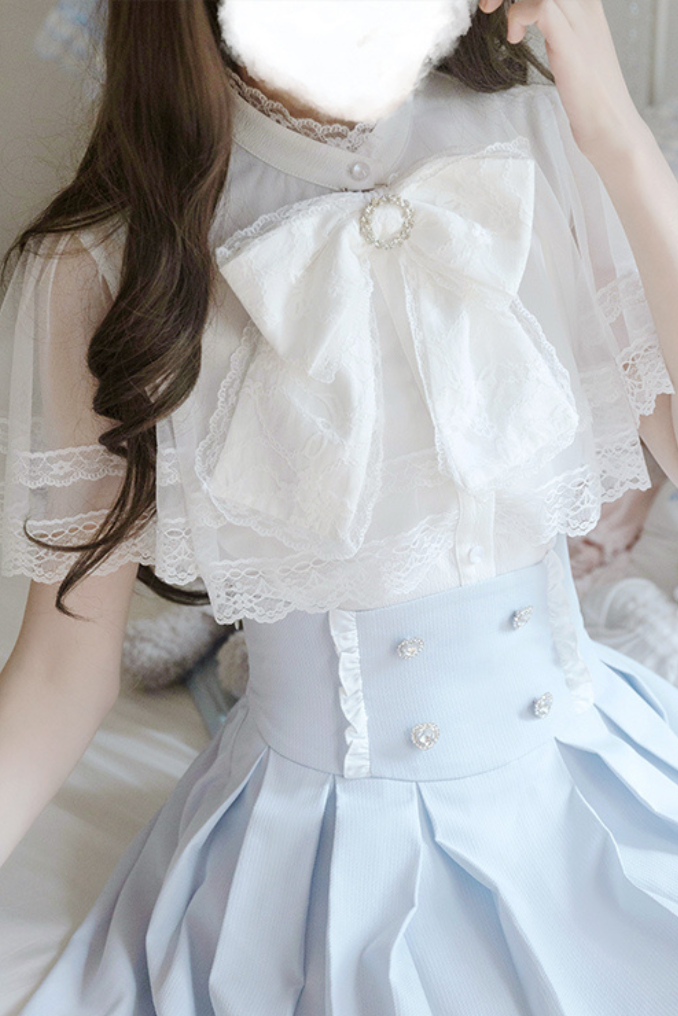 Elegant cape blouse + flared skirt