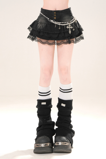 レースデニムラインスカート