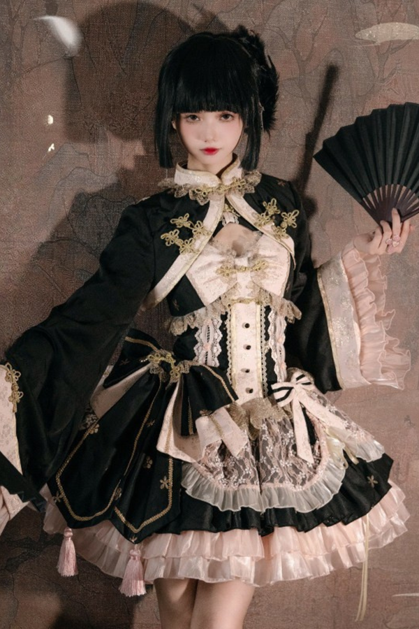 Chinese Sweet Jumper Skirt + Shawl