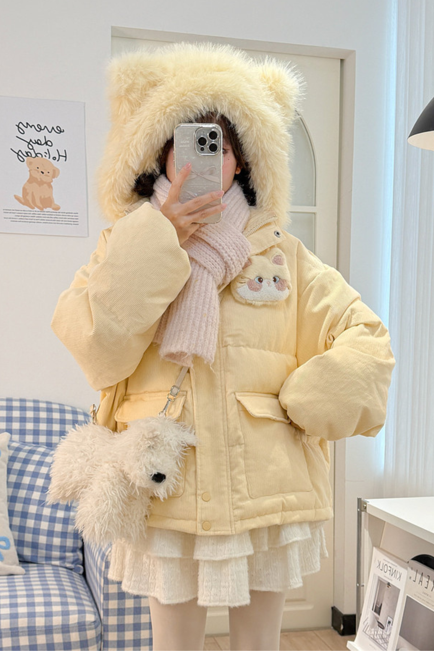 スイートイエローキャットフードジャケット