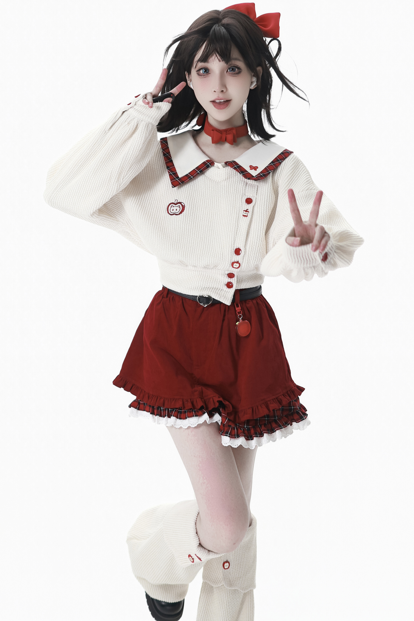 Fruit milk hooded jacket + top + pants + leg warmers