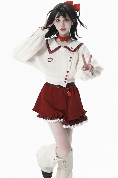 Fruit milk hooded jacket + top + pants + leg warmers