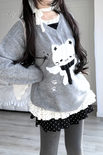 Sweet Dark Cat Knit Sweater