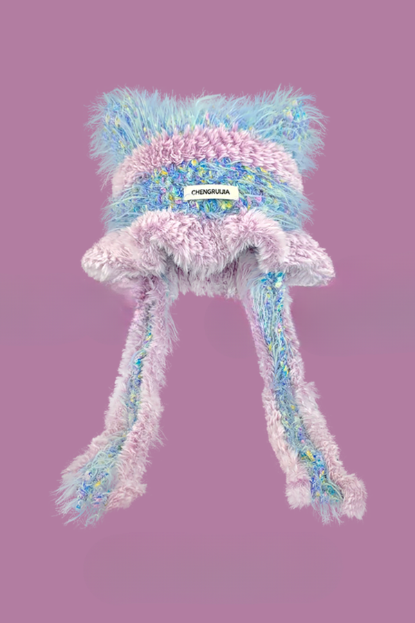 猫耳ファーフェイスプロテクターニット帽