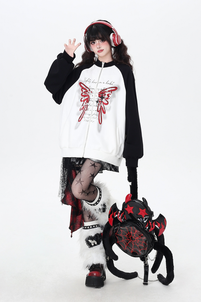 Butterfly Bicolor Loose Hoodie