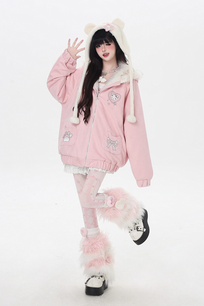 猫耳フードルーズジャケット