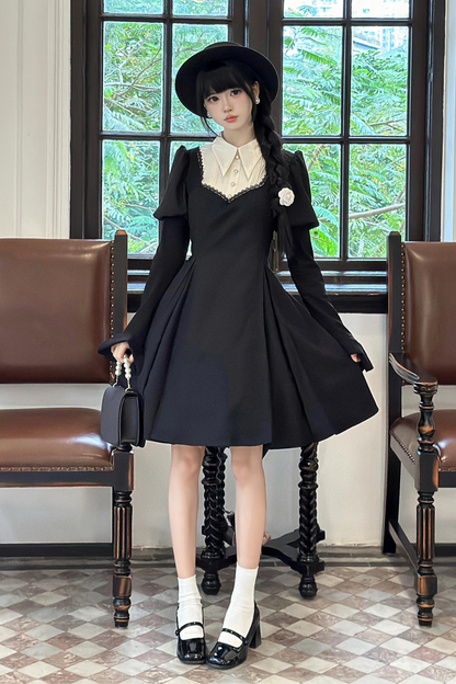 Gothic Lolita Fishbone Waist Slimming Dress + Shirt + Long Skirt