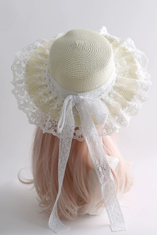 Retro Lace Cotton Ribbon Hat
