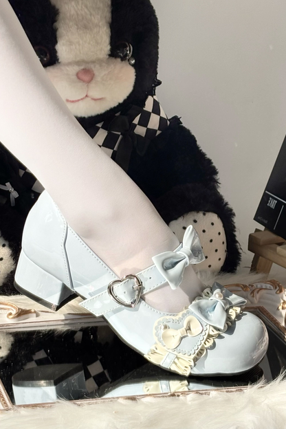 リボンムースケーキラウンドトゥロリータシューズ