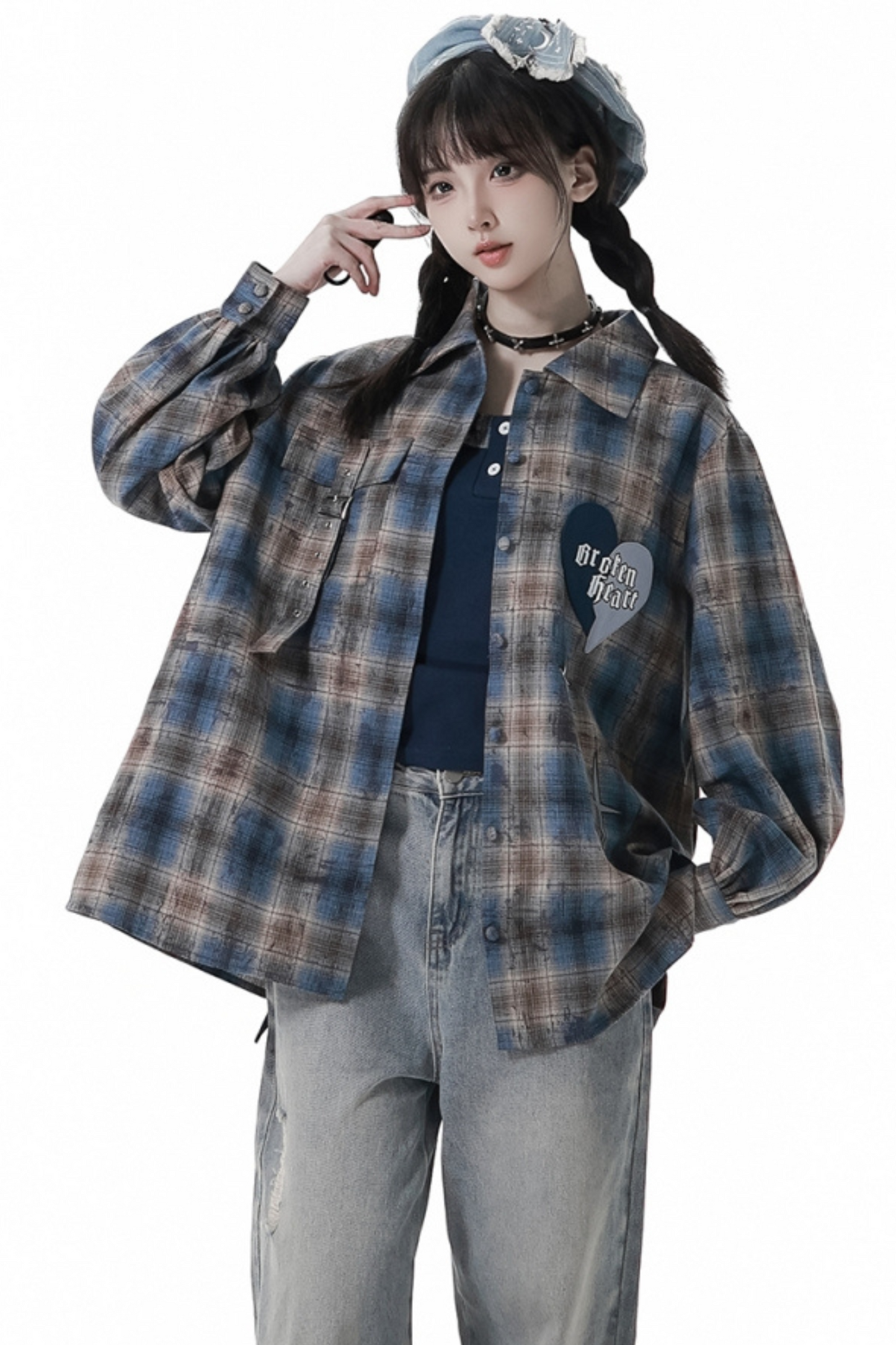 Check Loose Shirt + Tank Top