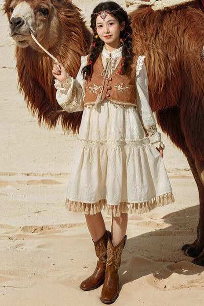 Resort Bohemian Tassel Vest Dress Set-Up