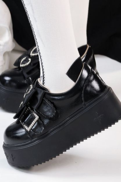 リボンハートプラットフォームシューズ