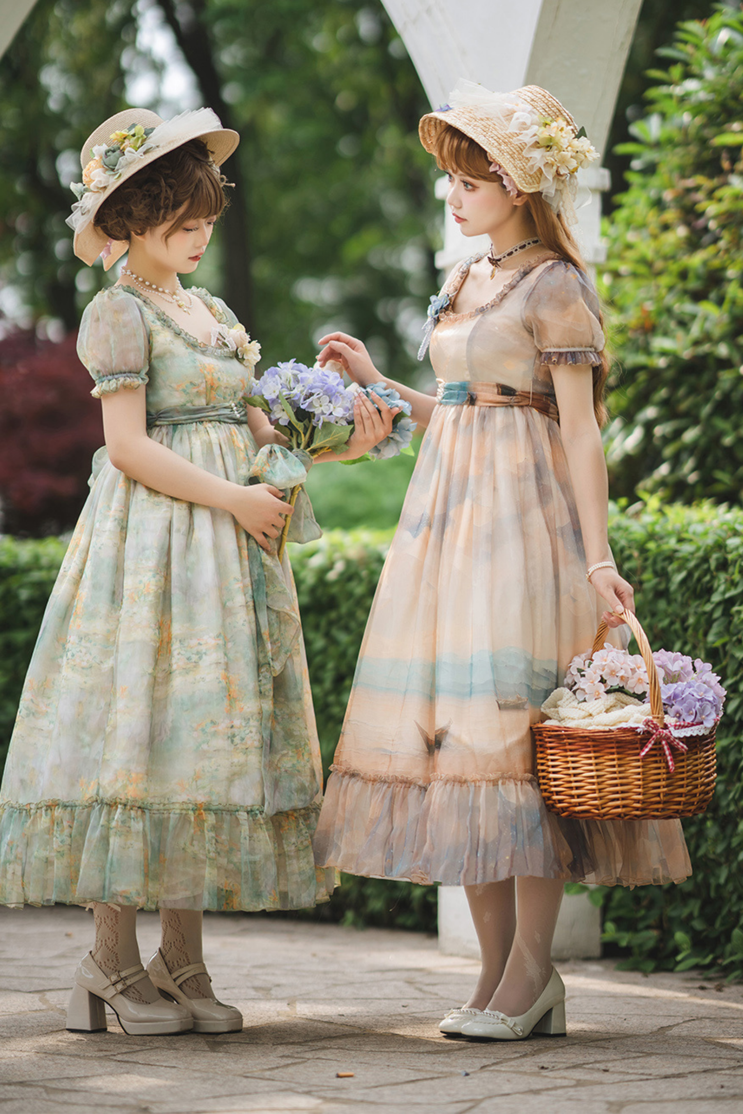 マーブルアートハイウエストマークロリータドレス