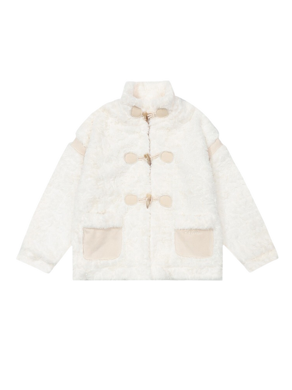 ホーンボタンプラッシュルーズコットンウィンターコート