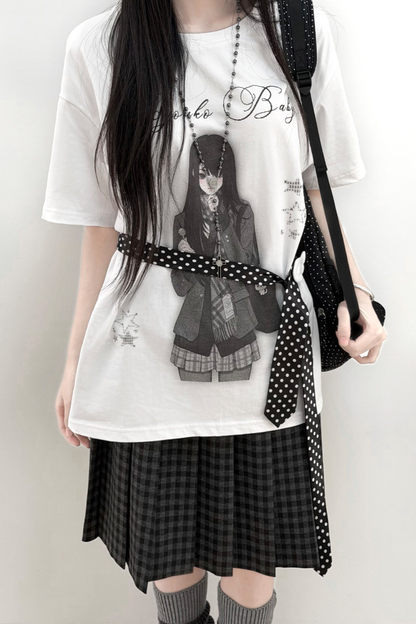 스쿨 걸 일러스트 루즈 탑 + 스커트