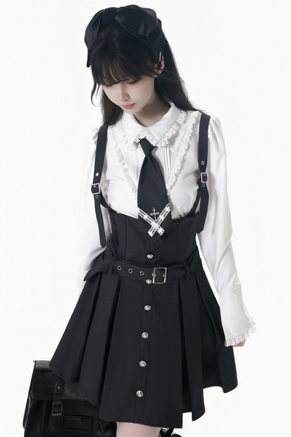 College Jacket + Suskirt + Blouse + Tie